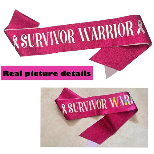 Atvscay Breast Cancer Awareness Ribbon Headbands and Survivor Sash Set for Women, Breast Cancer Party Supplies, Survivors Warrior Sash Gifts For Cancer Walks Or Fundraiser events (Peach pink, M)