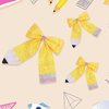 3PCS Back to School Bows Pencil Hair Clips, IKOLA Glitter Leather Yellow Pencil Hair Bows First Day of School Hair Accessories for Girls Toddler Kids Teacher