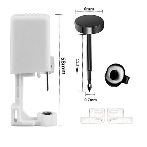 Self Ear Piercing Kits – 4 Pack Self Ear Piercing Gun With Hip Hop Black Earrings,Cool Boy Girls Men Ear Pearcings Kit Black Earring Studs,Safety Ear Piercing Gun Kit Tool (6MM Black Simple)