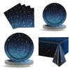 Starry Galaxy Party Supplies,Night Sky Party Tableware,Outer Space Theme Birthday Party Decoration Disposable Dinnerware Set Paper Plates Napkins Tablecloth for Boys Girls Birthday Serve 25 Guests