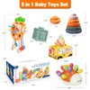 Weilim Montessori Toys for Babies 6 to 12 Months, Baby Toys Sensory Toys for Toddlers 1-3, Fine Motor Toys, Pull String Toy, Stacking Blocks Rings, Baby Tissue Box Toy 5 in 1 Infants Learning Toys
