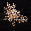 Teyglen Simple Full Rhinestones Bride Wedding Hair Comb Hair Pieces for Bride Bridal Crystal Side Hair Comb Hair Accessories for Women Girls (Gold)