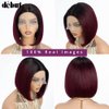 DÉBUT Short Bob Wigs 1B Burgundy Lace Front Wigs Human Hair Middle Part Wigs Brazilian Virgin Straight Hair 13x4x1 T Part Wigs for Black Women 1B/99J 8 Inches