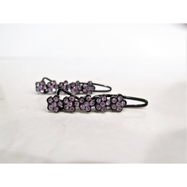 Generic Two small tiny purple flower crystal hair pin clip barrettes fine hair
