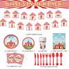 172 Pcs Carnival Party Decorations Set Circus Carnival Party Supplies Circus Tableware Happy Birthday Banners Plates Cups Napkins Tablecloth for Kids Birthday Carnival Party Decorations Supplies