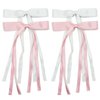 Hair Clips for Women Tassel Ribbon Bowknot With Long Tail, Clip Girl, Solid Accessories Barrettes Claw Bow (White,Pink)