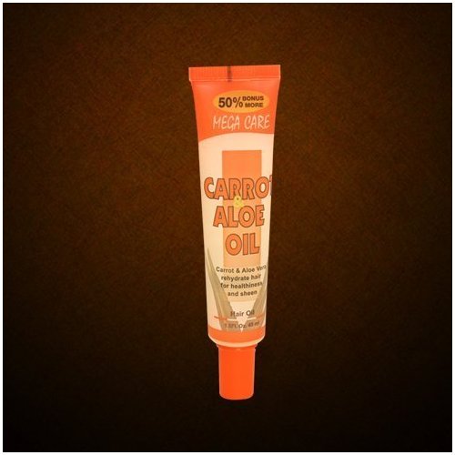 Mega Care CARROT ALOE OIL, Hair Oil for Healthiness & Sheen, 1.5 Fl Oz