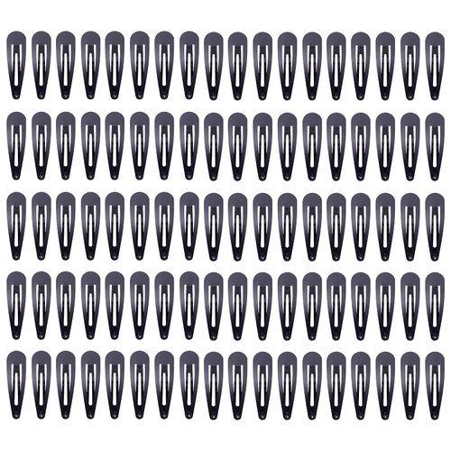 Lawie 100 Pack Bulk 2.36 Inch 6 CM Silver Gold Black Snap Metal Hair Clips Barrettes Hairpins Clips Thin Fine Bang Hair Holder Craft DIY Accessories for Women Girl Kids (Black)
