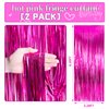 YUKL Hot Pink Curtains Fringe Backdrop Hot Pink Streamers Party Decorations 2Pack 3.3*8.2FT Hot Pink Birthday Decorations Tinsel Backdrop Curtains Party Decorations for Womens Girls Party Decorations