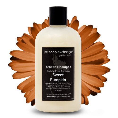 The Soap Exchange Hair Shampoo - Sweet Pumpkin Scent - Hand Crafted 12 fl oz / 354 ml Natural Artisan Hair Care, Gentle, Sulfate & Paraben Free, Cleanse, Moisturize, & Protect. Made in the USA.