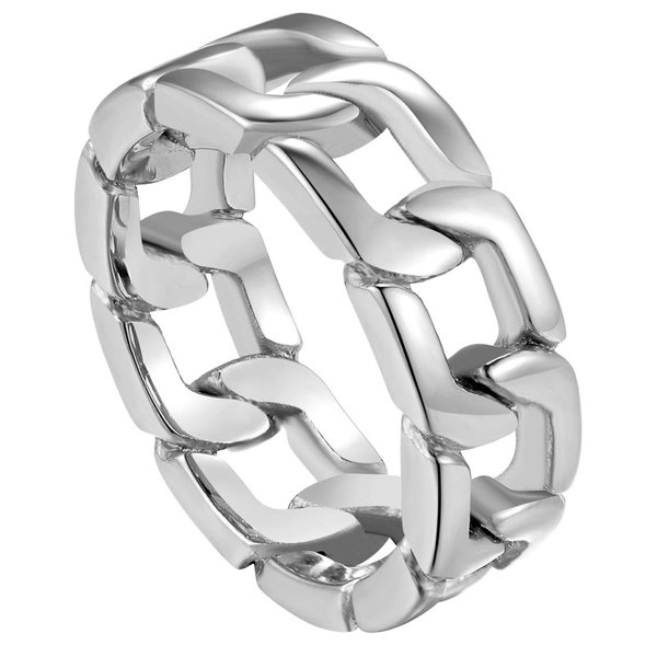 Stackable Rings Cuban Link Chain Ring Stainless Steel Men Gift Midi Rings Size 9 Chain Link Rings