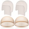 Syhood 4 Packs Halloween Bald Caps Makeup Latex Bald Head Wig Cap Bald Hat Costume Accessories for Women Men Adults(White, Beige)