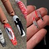 Alloy Halloween Nail Charms-16Pcs Knife Nail Art Charms 3D Metallic Silver Nail Rhinestone for Acrylic Nails Halloween Nail Gems Women DIY Nail Accessories Jewelry