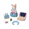 Calico Critters Snow Rabbit Mother's Weekend Travel Set, Dollhouse Playset with Figure and Accessories