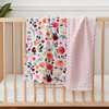 BORITAR Baby Blanket for Girls Super Soft Double Layer Minky with Dotted Backing, Receiving Blanket with Elegant Floral Multicolor Printed Blanket 30 x 40 Inch(75x100cm)