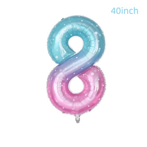 40inch Starry Sky Butterfly Number 8 Balloons, Giant Big Foil Mylar Helium Numbers Balloons 8, Butterfly Themed Birthday Party Supplies, 8th Birthday Party Decorations (Number 8), Light Blue