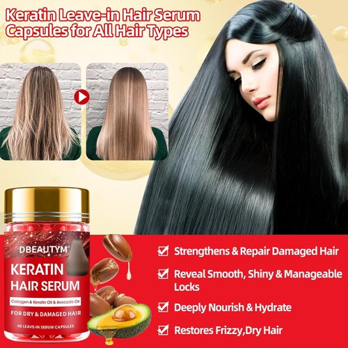 Batana Oil for Hair Growth Hair Mask & Keratin Hair Treatment Serum,Batana Hair Growth Oil Hair Mask for Damaged Hair and Growth,40 Capsules Hair Oil Leave-in Anti Frizz Hair Conditioner Serum