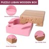 DC-BEAUTIFUL Wooden Magic Box Brain Teaser Box, Pink Secret Gift Box Impossible Puzzle Box for Birthday Valentines