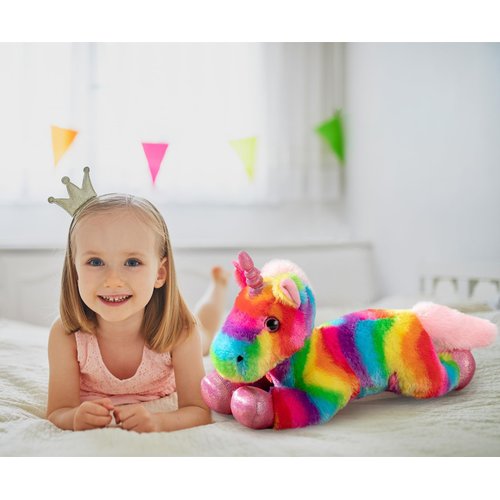 HollyHOME Plush Unicorn Stuffed Animals Rainbow Unicorn Toy Holiday Birthday Gift for Girls 16 Inch