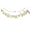 Welcome Baby Gold Glitter Banner- Baby Shower,Pregnancy Announcement, Gender Reveal Party Supplies (Gold)
