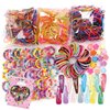Aakihi 780PCS Color Clear Elastic Hair Bands Clips Mini Hair Claw Clips Rubber Bands Hair Ties Kit with Box for Girls Teens Children…