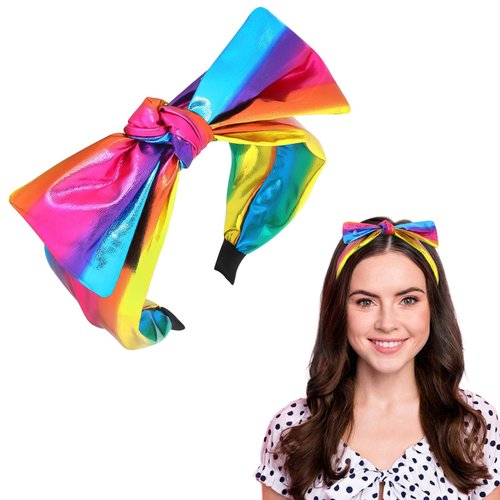 GAFATORY Glitter Bow Headbands for Women Dazzle Fashion Hairband Metallic Headband Knotted Headbands for Womens Wide Glitter Hair Band for Girls Shiny Gradient Hair Accessories for Club