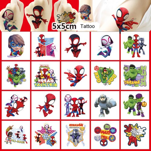 40pcs Spiderman and His Friends Friends Temporary Tattoos for Girl, Birthday Party Favors, Funny Cartoon Decoration Sticker Gifts for Kids Home Activity Class Prizes Carnival Christmas Rewards