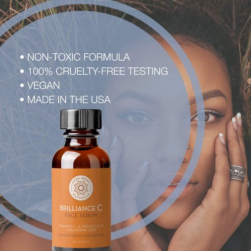 Pure Body Naturals Vitamin C Serum Dark Spot Corrector for Face, with Hyaluronic Acid and Vitamin E - Brightening Dark Spot Corrector Serum