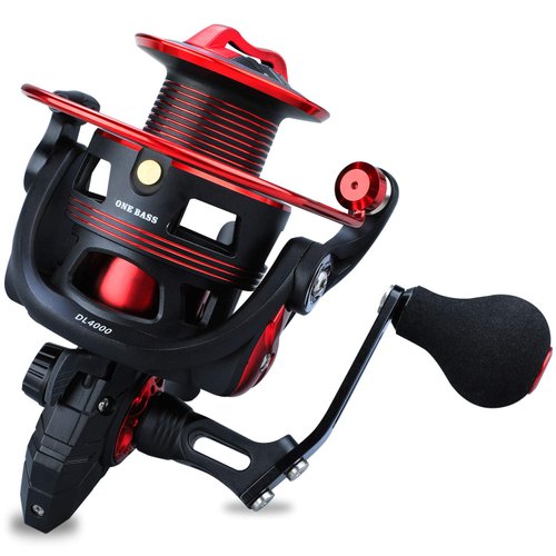 One Bass Fishing reels Light Weight Saltwater Spinning Reel - 39.5 LB Carbon Fiber Drag,12+1 BB Ultra Smooth All Aluminum Inshore Reel for Saltwater or Freshwater- R-Spider DL 4000