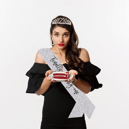 21st Birthday Sash and Tiara, Finally 21 Birthday Rhinestone Tiara Set for Girls Party Supplies, Birthday Tiara Crowns for Women Girls Gift (Silver)
