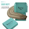 YoungSee 100G 14inch Weft Hair Extensions Balayage Sew in Hair Extensions Medium Brown Fading to Brown Mix Platinum Straight Weft Extensions Human Hair Balayage Hair Weft Extensions for Short 14Inch