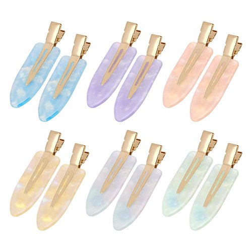 Leezmark 12 Pcs No Bend Creaseless Hair Clips for Women - Salon Styling Flat Clips for Makeup and Girls