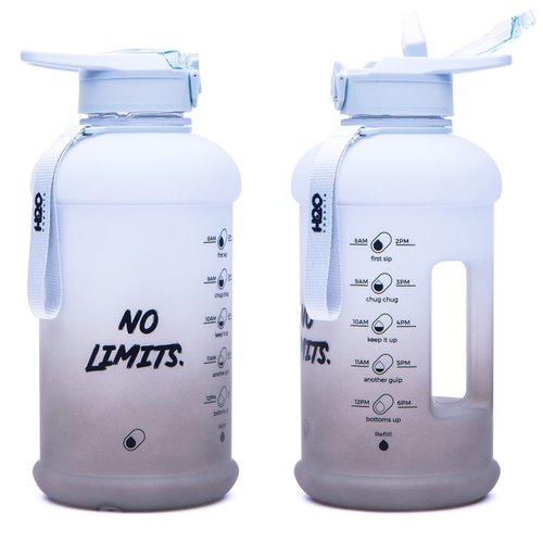 H2O Capsule INSPO Half Gallon Water Bottle with Time Marker and Straw Motivational Hydration Tracker Jug Big BPA-Free Food-Safe Leakproof Drinking Bottle Handle & Strap, Rocky Shore