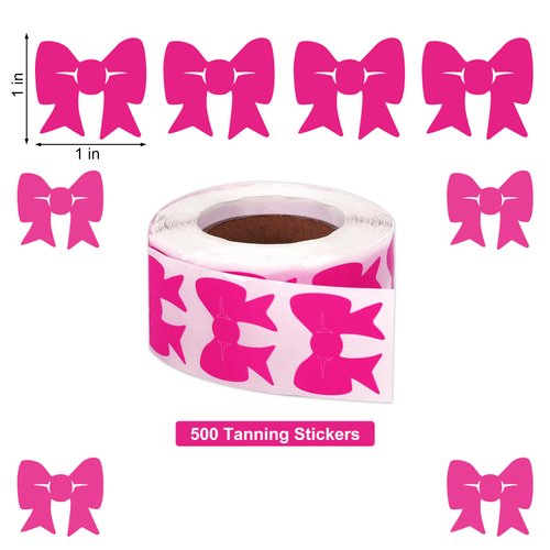 JarThenaAMCS 500Pcs Bow Tanning Sunbathing Stickers 1 Inch Hot Pink Self Adhesive Body Tanning Decals for Summer Beach Outdoor Indoor Salon Party Supplies
