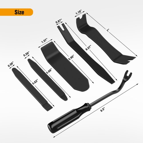 GOOACC 6PCS Auto Trim Removal Tool Kit No-Scratch Tool Kit for Car Audio Dash Panel Window Molding Fastener Remover Tool Kit-Black