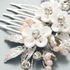 Casdre Flower Bride Wedding Hair Accessories Silver Leaf Bridal Hair Comb Side Comb Crystal Rhinestone Hair Piece for Women and Girls