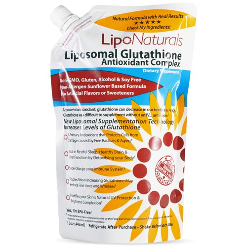 Lipo Naturals Liposomal Glutathione Complex Liquid (30 Doses) - Natural Formula Immunity + Liver Health + Anti-Aging Support with Vitamin C - Vegan, China-Free (15oz / 443ml)