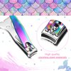 Honoson 4 Pieces Mermaid Nail Clipper Set Stainless Steel Nail Cutter Cute Nail Clippers Sturdy Fingernails and Toenail Cutter with Nail File Birthday Stocking Stuffers Christmas Gifts for Women
