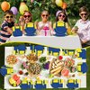 96Pcs Yellow Cartoon Party Supplies Yellow Cartoon Paper Plates Napkins Yellow Cartoon Party Tableware Set Yellow Cartoon Dinnerware for Girl Birthday Party Baby Shower Decoration Serve 24