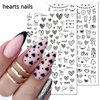 8Sheets/Set Valentine's Day Nail Stickers, 3D Shiny Love Heart Nail Decals Hearts Nail Sticker Valentines Day Nail Art Sticker Self-Adhesive Black Heart Stickers for Girl Nails DIY Nail Supplies Decor