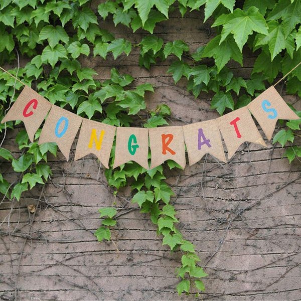 Sscon Congrats Burlap Banner Congratulation Party Bunting Banners Grad Decoration Graduation Gifts Party Supplies