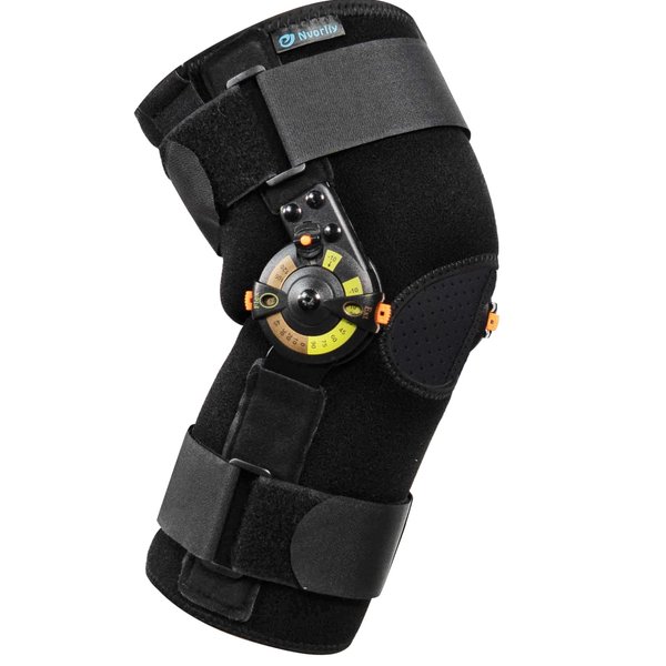 Nvorliy Hinged ROM Knee Brace with Side Stabilizers & Locking Dials, Post Op Knee Immobilizer for Arthritis, ACL, MCL, PCL, Meniscus Tear, Injurie/Knee Pain, Medical Orthopedic Support (Small)