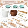 Tiangrid 14pcs Sensory Bin Tool Sensory Tools for Boys and Girls Sensory Bin Toys Wooden Tong Spoons Bowls Plate Hammer Magnifying Glass and Rolling Pin for Transfer Work and Fine Motor Learning