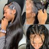 Lace Front Straight Wigs Artificial Hair Pre-Plucked Black Straight Wig Transparent Lace Frontal Wigs for African Black Women Synthetic Lace Front Closure Glueless Straight Wigs 26 inch