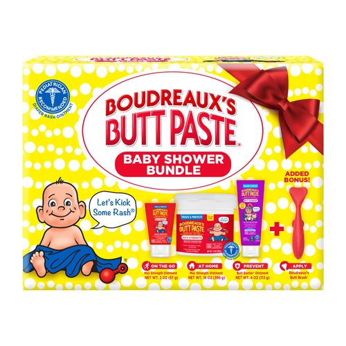 Boudreaux’s Butt Paste, Baby Shower Gift Set, Newborn Essentials Kit with 3 Baby Necessities, Diaper Rash Cream, Diaper Rash Ointment Prevention, and a Diaper Cream Applicator