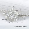 Bride Wedding Hair Comb Pearl Flower Hair Piece Rhinestone Bridal Hair Accessories for Women (Silver) Christmas