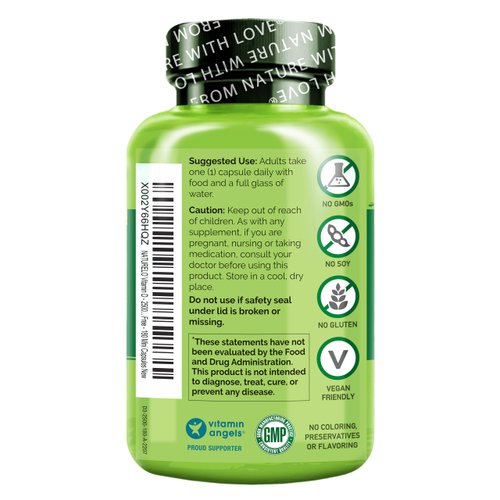 NATURELO Vitamin D - 2500 IU - Plant Based from Lichen - Natural D3 Supplement for Immune System, Bone Support, Joint Health - Vegan - Non-GMO - Gluten Free - 180 Mini Capsules