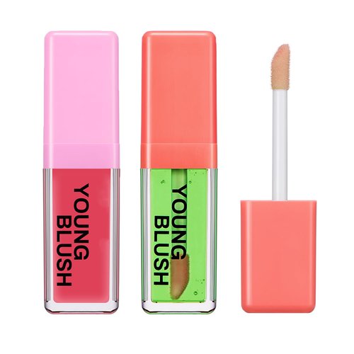 Color Changing Blush Oil Waterproof Liquid Blush for Cheeks Dewy Natural Flush Finish Lightweight and Long Wearing Temperature Color Changing Tinted Blush Oil(2Pcs)