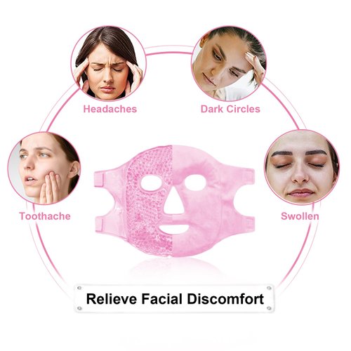 CONBELLA Cold Face Eye Masks Ice Face Mask Hot Cold Compress for Dark Circles, Puffiness, Migraines, Headache, Stress, Redness, Cooling Face Masks for Women Man, Skin Care