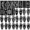 Kotbs Henna Tattoo Stencils Kit, 12-Sheet Flower Totem Henna Stencils for Hand Forearm Leg Body Glitter Airbrush DIY and 20-Sheet Henna Stencils for Hands Reusable